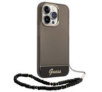 Guess Funda para Apple iPhone 14 Pro Max Colores con correa de cuentas, Negro