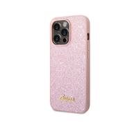 Guess Funda para Apple iPhone 14 Pro Max TPU Glitter Script, Rosa