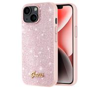 Guess Funda para Apple iPhone 14 TPU Glitter Script, Rosa