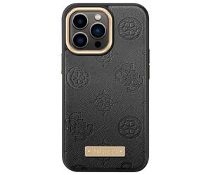 Guess Funda para iPhone 13 Pro PU Placa metálica Peony,