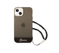 Guess Funda para iPhone 14 Plus con Correa de Perlas Grabada,