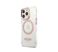 Guess Funda para iPhone 14 Pro TPU Contorno Dorado, Transparente