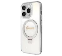 Guess Funda para iPhone 15 Pro Max TPU Ring Stand, Transparente