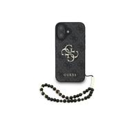 Guess Funda Para Iphone 16 - Carcasa De Polipiel Negra Con Logo 4g Clásico Y Correa De Perlas, Diseño Elegante Y Ajuste Preciso
