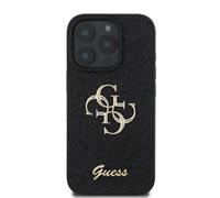 Guess Funda para iPhone 16 Pro con logotipo metálico y purpurina,