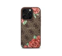 Guess Funda Para Iphone 16 Pro Max - Carcasa De Polipiel Marrón Con Logo 4g Rosas Y Magsafe, Diseño Elegante Y Ajuste Preciso