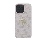 Guess Funda para iPhone 16 Pro Max con monograma y logotipo 4G en metal, Rosa