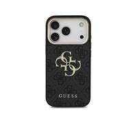 Guess Funda Para Iphone 17 Pro - Carcasa De Polipiel Negra Con Gran Logo 4g Dorado, Diseño Elegante Y Ajuste Preciso