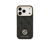 Guess Funda Para Iphone 17 Pro - Carcasa De Polipiel Negra Con Logo 4g De Strass Y Magsafe, Diseño Elegante Y Ajuste Preciso