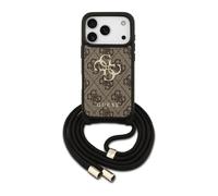 Guess Funda Para Iphone 17 Pro - Carcasa De Pu Marrón Con Logo 4g Y Correa Con Cordón, Diseño Práctico Y Ajuste Preciso