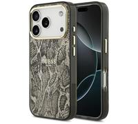 Guess Funda para iPhone 17 Pro - Carcasa PC+TPU con MagSafe Estampado Pitón Marrón, Diseño Elegante y Ajuste Preciso