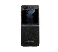Guess Funda protectora para Galaxy Z Flip 5 con purpurina, Negro