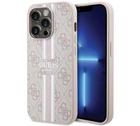 Guess Funda Rígida diseño 4G para Apple iPhone 15 Pro MAX Color Rosa Franjas Verticales GUHMP15XP4RPSP