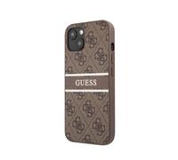 Guess Funda rígida para Apple iPhone 13 Mini PU 4G Stripe, Marrón