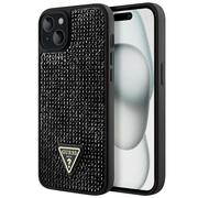 Guess Funda rígida para Apple iPhone 15 Plus Triangle Diamond, Negro