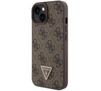 Guess Funda rígida para Apple iPhone 15 Plus Triangle Strass 4G, Marrón