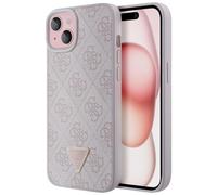 Guess Funda rígida para Apple iPhone 15 Plus Triangle Strass 4G, Rosa