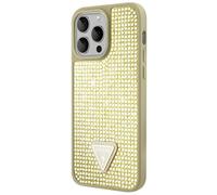 Guess Funda rígida para Apple iPhone 15 Pro Triangle Diamond, Dorado
