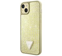 Guess Funda rígida para Apple iPhone 15 Triangle Diamond, Dorado