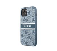 Guess Funda rígida para iPhone 13 Mini PU 4G Stripe, Azul