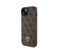 Guess Funda rígida para iPhone 15 Plus Triangle Strass 4G, Marrón