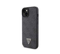 Guess Funda rígida para iPhone 15 Plus Triangle Strass 4G, Negro