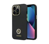 Guess Funda Silicona Logo Rhinestone 4G Negro Oro - iPhone 13 Pro Max