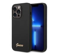 Funda Guess de Silicona para Apple iPhone 14 Pro Color Negro con logo dorado