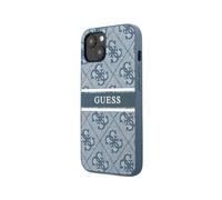 Guess Funda Trasera para iPhone 13 Elegante con Diseño 4G Stripe, Azul