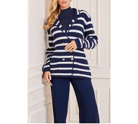 GUESS Gaia Sweater Waffle Blue And White Cardigan Strip Talla: L | Cárdigan Outlet | Mujer | Azul