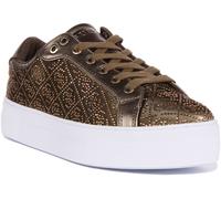 Guess Garmini Rhinestones Trainer Para Mujeres En Verde Oliva Tamaño EU 36-42