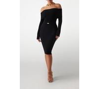 GUESS Giada Ls Off Shoulde Jet Black A996 Talla: 40 | Vestidos Midi Outlet | Mujer | Negro