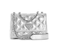 GUESS Giully Mini 2 Compartment Convertible Flap Bolsos Pequeños XS Silver