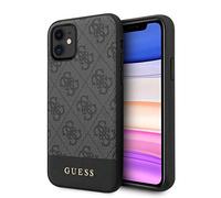 Guess Glitter 4G Stripe Collection - Funda para iPhone 11, Color Gris (GUHCN61G4GLGR)