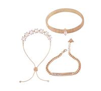 GUESS Goldtone - Juego de 3 pulseras mixtas de piedras de cristal