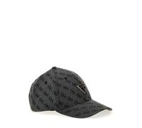 GUESS Gorra de Béisbol con Diseño Jacquard, Negra, Ajustable, Detalle Metálico