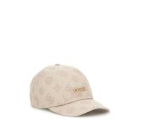 GUESS Gorra de Béisbol con Logo Estampado, Beige, Ajustable, Diseño Monograma