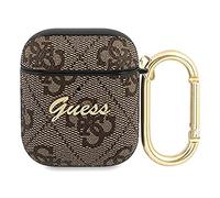 Guess GUA24GSMW Funda para AirPods 4G, Color marrón, Script Metal Collection