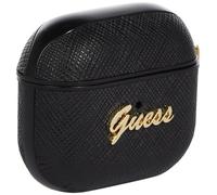 Guess GUA3SASMK Saffiano Script Metal Collection - Funda para AirPods 3, Color Negro