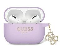 Guess GUAP2LECG4U Funda para AirPods Pro 2 Cover Lila Liquid Silicone Glitter Triangle Charm