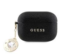 Guess GUAP2PGEHCDK Funda Auriculares Inalambricos para AirPods Pro 2 Cover Negro Fijo Brillo Corazón Diamante Charm