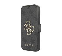 Guess GUBKP13S4GMGGR Funda de libro con gran logotipo metálico 4G, gris - iPhone 13 mini