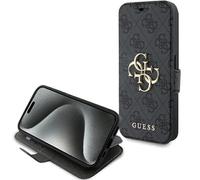 Funda De Metal Con Logo Guess Para Iphone 15 Pro 6.1" Gris - GUBKP15L4GMGGR