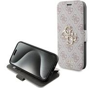 Guess GUBKP15L4GMGPI Funda para iPhone 15 Pro 6.1 Rosa Book 4G Metal Logo