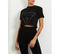 GUESS Adele Crop T-Shirt Camiseta, Negro, L para Mujer