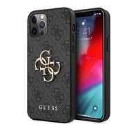 Guess GUHCP12L4GMGGR - Funda para iPhone 12 Pro MAX 6,7", Color Gris con Logotipo Big Metal