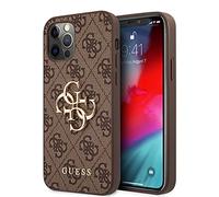Guess GUHCP12M4GMGBR - Funda para iPhone 12/12 Pro de 6,1 Pulgadas, Color marrón, Logotipo Big Metal