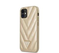 GUESS GUHCP12SPUVQTMLBE V-Quilted Collection - Carcasa para iPhone 12 Mini (5,4"), Color Dorado