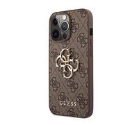 Guess GUHCP13L4GMGBR - Funda para iPhone 13 Pro / 13 6,1", Color marrón 4G, Logotipo Big Metal