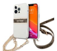Guess GUHCP13LKC4GBGO - Funda para iPhone 13 Pro / 13 de 6,1", Transparente, 4G, Color marrón y Dorado